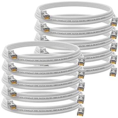 HB-DIGITAL Lot de 10 câbles patch CAT 6 RJ45 S/FTP 1 Gbit/s Blanc 3 m - Publicité HB-DIGITAL Lot de 10 câbles patch CAT 6 RJ45 S/FTP 1 Gbit/s Blanc 3 m - Publicité