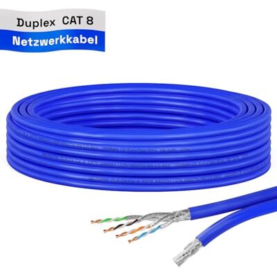 HB-DIGITAL 5m Câble Ethernet CAT 8 S/FTP PiMF CAT8.1, Câble Réseau d’Installation Duplex en Cuivre Massif, 2000MHz, RJ45, LSZH, AWG22 Bleu - Publicité HB-DIGITAL 5m Câble Ethernet CAT 8 S/FTP PiMF CAT8.1, Câble Réseau d’Installation Duplex en Cuivre Massif, 2000MHz, RJ45, LSZH, AWG22 Bleu - Publicité