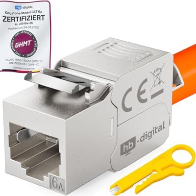HB-DIGITAL Lot de 8 modules Keystone Cat.6a RJ45 jusqu'à 500 MHz 10 Gbits réseau Cat6a Prise encastrable STP pour panneau de brassage, câble de pose LAN Ethernet, montage sans outil + outil de - Publicité HB-DIGITAL Lot de 8 modules Keystone Cat.6a RJ45 jusqu'à 500 MHz 10 Gbits réseau Cat6a Prise encastrable STP pour panneau de brassage, câble de pose LAN Ethernet, montage sans outil + outil de - Publicité