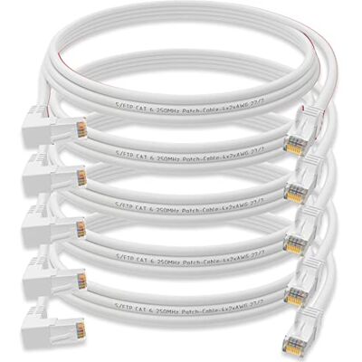 HB-DIGITAL 5X HB Digital Lot de 5 câbles réseau numériques LAN coudé à 90° Fiche RJ45 0,5 m 50 cm Cat 6 Blanc Cuivre professionnel S/FTP PIMF LSZH cat. 6 Cat6 AWG 27/7 RJ45 Port Ethernet Réseau AWG27 Câble de - Publicité HB-DIGITAL 5X HB Digital Lot de 5 câbles réseau numériques LAN coudé à 90° Fiche RJ45 0,5 m 50 cm Cat 6 Blanc Cuivre professionnel S/FTP PIMF LSZH cat. 6 Cat6 AWG 27/7 RJ45 Port Ethernet Réseau AWG27 Câble de - Publicité
