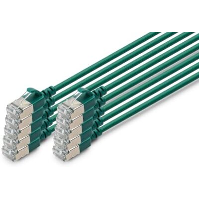 Digitus Câble LAN Cat 6A – 1 m – lot de 10 – Slim – F/FTP – vert 10 Gbit/s – Blindé – PoE+ – AWG 32/7 – LSZH – Câble réseau RJ45 – Compatible Cat 6 et Cat 7 - Publicité Digitus Câble LAN Cat 6A – 1 m – lot de 10 – Slim – F/FTP – vert 10 Gbit/s – Blindé – PoE+ – AWG 32/7 – LSZH – Câble réseau RJ45 – Compatible Cat 6 et Cat 7 - Publicité