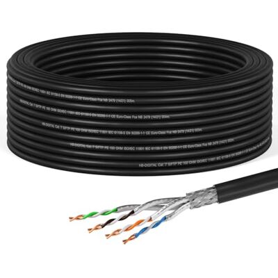 HB-DIGITAL 15m Câble Réseau Extérieur Cable Ethernet RJ45 CAT 7 Câble d'Installation Blindé S/FTP Double Blindage PiMF Cuivre Pur AWG23 max. 1000MHz 10Gbps Extérieur PE Noir - Publicité HB-DIGITAL 15m Câble Réseau Extérieur Cable Ethernet RJ45 CAT 7 Câble d'Installation Blindé S/FTP Double Blindage PiMF Cuivre Pur AWG23 max. 1000MHz 10Gbps Extérieur PE Noir - Publicité