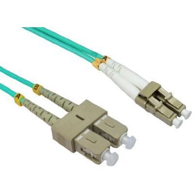 kenable Câble Fibre Optique OM4 LC vers SC Duplex Multimode 50/125 LSZH Aqua 2m - Publicité kenable Câble Fibre Optique OM4 LC vers SC Duplex Multimode 50/125 LSZH Aqua 2m - Publicité