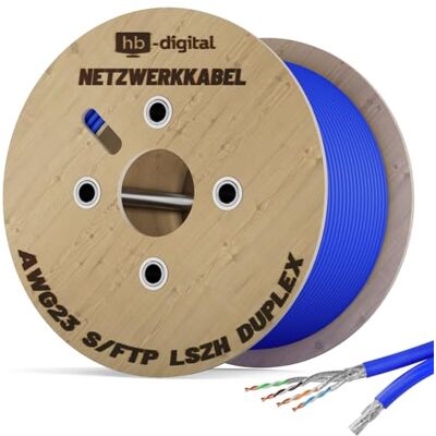 HB-DIGITAL 100m Câble Ethernet CAT 8 S/FTP PiMF CAT8.1, Câble Réseau d’Installation Duplex en Cuivre Massif, 2000MHz, RJ45, LSZH, AWG22 Bleu - Publicité HB-DIGITAL 100m Câble Ethernet CAT 8 S/FTP PiMF CAT8.1, Câble Réseau d’Installation Duplex en Cuivre Massif, 2000MHz, RJ45, LSZH, AWG22 Bleu - Publicité