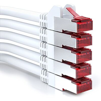 deleyCON 5x 0,25m CAT6 Câble Patch S/FTP PIMF Blindage CAT-6 RJ45 Câble Réseau Ethernet LAN DSL Switch Routeur Modem Point Accès PanneAUX Patch Blanc - Publicité deleyCON 5x 0,25m CAT6 Câble Patch S/FTP PIMF Blindage CAT-6 RJ45 Câble Réseau Ethernet LAN DSL Switch Routeur Modem Point Accès PanneAUX Patch Blanc - Publicité