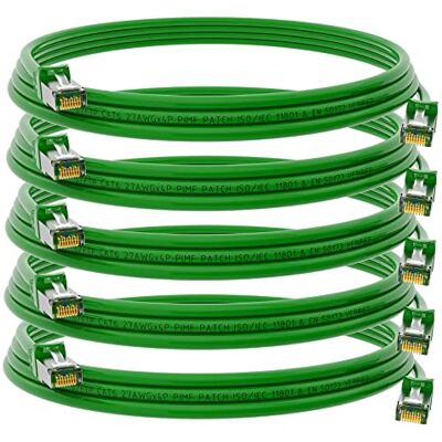 HB-DIGITAL Lot de 5 câbles patch CAT 6 RJ45 S/FTP 1 Gbit/s Vert 1 m - Publicité HB-DIGITAL Lot de 5 câbles patch CAT 6 RJ45 S/FTP 1 Gbit/s Vert 1 m - Publicité