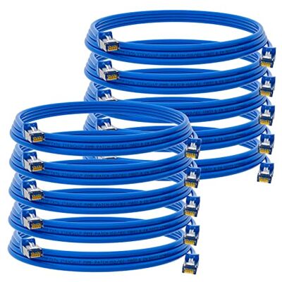 HB-DIGITAL Lot de 10 câbles patch CAT 6 RJ45 S/FTP 1 Gbit/s Bleu 3 m - Publicité HB-DIGITAL Lot de 10 câbles patch CAT 6 RJ45 S/FTP 1 Gbit/s Bleu 3 m - Publicité