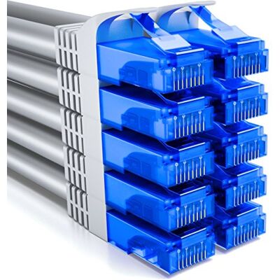 deleyCON 2m Set de Câbles Réseau CAT6 U-UTP RJ45, 10 Pièces Gris Câble LAN CAT-6, câble de brassage, câble Ethernet pour DSL, commutateur, routeur, modem, répéteur et panneau de brassage - Publicité deleyCON 2m Set de Câbles Réseau CAT6 U-UTP RJ45, 10 Pièces Gris Câble LAN CAT-6, câble de brassage, câble Ethernet pour DSL, commutateur, routeur, modem, répéteur et panneau de brassage - Publicité