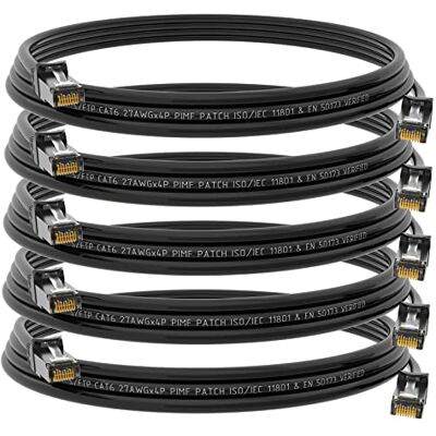 HB-DIGITAL Lot de 5 câbles patch CAT 6 RJ45 S/FTP 1 Gbit/s Noir 5 m - Publicité HB-DIGITAL Lot de 5 câbles patch CAT 6 RJ45 S/FTP 1 Gbit/s Noir 5 m - Publicité