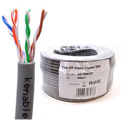 kenable Câble Réseau Ethernet CAT6 UTP Cuivre Pur 23AWG Bobine 50m Gris Câble PVC Intérieur pour Gigabit, PoE, CCTV - Publicité kenable Câble Réseau Ethernet CAT6 UTP Cuivre Pur 23AWG Bobine 50m Gris Câble PVC Intérieur pour Gigabit, PoE, CCTV - Publicité