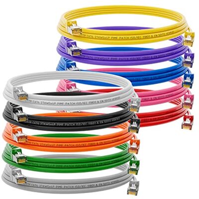 HB-DIGITAL Lot de 10 câbles patch CAT 6 RJ45 S/FTP 1 Gbit/s Multicolore 1 m - Publicité HB-DIGITAL Lot de 10 câbles patch CAT 6 RJ45 S/FTP 1 Gbit/s Multicolore 1 m - Publicité