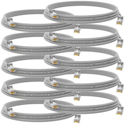 HB-DIGITAL Lot de 10 câbles réseau LAN Cat.6 1 m – Vitesse de transfert jusqu'à 1 Gbit/s – Fiche RJ45 100 cm Cat 6 Gris cuivre professionnel U/UTP Cat6 Câble Ethernet Câble patch modem - Publicité HB-DIGITAL Lot de 10 câbles réseau LAN Cat.6 1 m – Vitesse de transfert jusqu'à 1 Gbit/s – Fiche RJ45 100 cm Cat 6 Gris cuivre professionnel U/UTP Cat6 Câble Ethernet Câble patch modem - Publicité