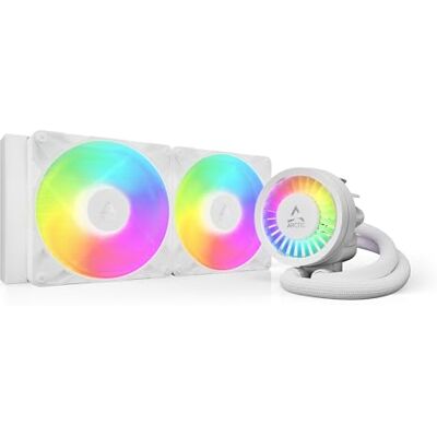 Arctic Liquid Freezer III Pro 280 A-RGB (blanc) Refroidisseur à eau CPU AIO, 2x 140 mm refroidissement, radiateur 38 mm, pompe PWM, ventilateur VRM, AMD AM5/AM4, Intel LGA1851/1700 Cadre de contact - Publicité Arctic Liquid Freezer III Pro 280 A-RGB (blanc) Refroidisseur à eau CPU AIO, 2x 140 mm refroidissement, radiateur 38 mm, pompe PWM, ventilateur VRM, AMD AM5/AM4, Intel LGA1851/1700 Cadre de contact - Publicité
