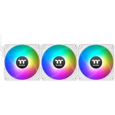 Thermaltake CT120 EX Reverse ARGB Sync 120mm Pack de 3 Connexion en série magnétique MagForce 2.0 PWM 500–2000 tr/min 9 LED adressables Synchronisation carte mère 5V Roulement hydraulique Blanc - Publicité Thermaltake CT120 EX Reverse ARGB Sync 120mm Pack de 3 Connexion en série magnétique MagForce 2.0 PWM 500–2000 tr/min 9 LED adressables Synchronisation carte mère 5V Roulement hydraulique Blanc - Publicité
