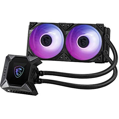 MSI MPG CORELIQUID K240 Kit Watercooling CPU, Pompe LCD avec Ventilateur 60mm, 2x 120mm ARGB TORX FAN 4.0, Tuyaux Anti-Évaporation, Compatible GI Cooling, Mystic Light et Sockets AMD & Intel - Publicité MSI MPG CORELIQUID K240 Kit Watercooling CPU, Pompe LCD avec Ventilateur 60mm, 2x 120mm ARGB TORX FAN 4.0, Tuyaux Anti-Évaporation, Compatible GI Cooling, Mystic Light et Sockets AMD & Intel - Publicité