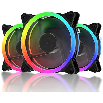 upHere RGB123-3 Lot de 3 ventilateurs pour boîtier d'ordinateur sans fil LED RVB 120 mm - Publicité upHere RGB123-3 Lot de 3 ventilateurs pour boîtier d'ordinateur sans fil LED RVB 120 mm - Publicité