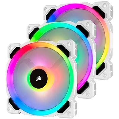 Corsair LL120, LL Series, 120 mm Dual Light Loop RGB LED, PWM, à flux d'air élevé Ventilateur (Pack Triple avec module Lighting Node) Blanc, 3 x 120mm Ventilateur (Triple Pack) - Publicité Corsair LL120, LL Series, 120 mm Dual Light Loop RGB LED, PWM, à flux d'air élevé Ventilateur (Pack Triple avec module Lighting Node) Blanc, 3 x 120mm Ventilateur (Triple Pack) - Publicité