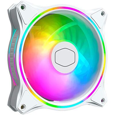 Cooler Master MasterFan MF120 Halo White Edition ARGB Ventilateurs de boîtier 120 mm, Éclairage RGB adressable à Double Boucle, pales de Ventilateur Hybride incurvées Blanc - Publicité Cooler Master MasterFan MF120 Halo White Edition ARGB Ventilateurs de boîtier 120 mm, Éclairage RGB adressable à Double Boucle, pales de Ventilateur Hybride incurvées Blanc - Publicité