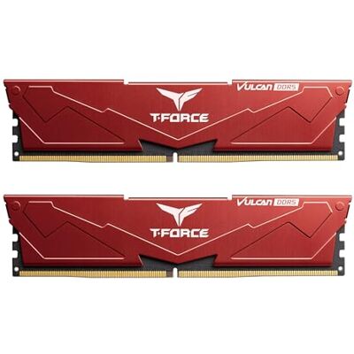 TEAMGROUP T-Force Vulcan FLRD564G6000HC38ADC01 Module de mémoire RAM DDR5 64 Go (2 x 32 Go) 6000 MHz (PC5-48000) CL38 Intel XMP 3.0 et AMD Expo Rouge - Publicité TEAMGROUP T-Force Vulcan FLRD564G6000HC38ADC01 Module de mémoire RAM DDR5 64 Go (2 x 32 Go) 6000 MHz (PC5-48000) CL38 Intel XMP 3.0 et AMD Expo Rouge - Publicité