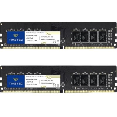 Timetec 16 Go KIT (2x8 Go) DDR4 2400 MHz (PC4-2400T) PC4-19200 UDIMM RAM de bureau – 288 broches 1,2 V CL17 DIMM Non-ECC non tamponnée Module de mise à niveau de mémoire - Publicité Timetec 16 Go KIT (2x8 Go) DDR4 2400 MHz (PC4-2400T) PC4-19200 UDIMM RAM de bureau – 288 broches 1,2 V CL17 DIMM Non-ECC non tamponnée Module de mise à niveau de mémoire - Publicité