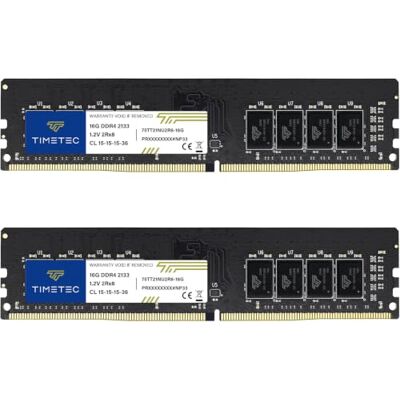 Timetec Kit de mémoire vive pour Ordinateur de Bureau 32 Go (2 x 16 Go) DDR4 2133 MHz PC4-17000 sans ECC sans Tampon 1,2 V CL15 2Rx8 Dual Rank 288 Broches UDIMM (32 Go (2 x 16 Go) - Publicité Timetec Kit de mémoire vive pour Ordinateur de Bureau 32 Go (2 x 16 Go) DDR4 2133 MHz PC4-17000 sans ECC sans Tampon 1,2 V CL15 2Rx8 Dual Rank 288 Broches UDIMM (32 Go (2 x 16 Go) - Publicité