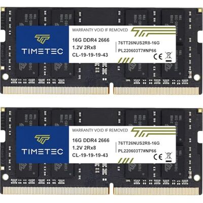 Timetec Advanced 32 Go KIT(2x16Go) DDR4 2666MHz (PC4-2666V) PC4-21300 SODIMM – non-ECC sans tampon, 260 broches, 1,2V CL19, module de mémoire pour ordinateur portable, mini-PC et ordinateur tout-en-un - Publicité Timetec Advanced 32 Go KIT(2x16Go) DDR4 2666MHz (PC4-2666V) PC4-21300 SODIMM – non-ECC sans tampon, 260 broches, 1,2V CL19, module de mémoire pour ordinateur portable, mini-PC et ordinateur tout-en-un - Publicité