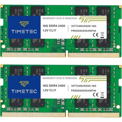 Timetec Elite Kit de mémoire vive pour Ordinateur Portable 32 Go (2 x 16 Go) DDR4 2400 MHz PC4-19200 Non-ECC Unbuffered 1,2 V CL17 2Rx8 260 Broches SODIMM Double Rang 260 Broches 32 Go (2 x 16 Go) - Publicité Timetec Elite Kit de mémoire vive pour Ordinateur Portable 32 Go (2 x 16 Go) DDR4 2400 MHz PC4-19200 Non-ECC Unbuffered 1,2 V CL17 2Rx8 260 Broches SODIMM Double Rang 260 Broches 32 Go (2 x 16 Go) - Publicité