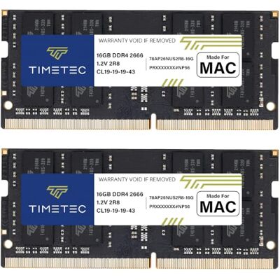 Timetec Lot de 2 barrettes de 32 Go (2 x 16 Go) Compatible pour Apple DDR4 2666 MHz / 2667 MHz pour iMac mi-2020 (20,1 / 20,2) / iMac mi-2019 (19,1) 27 pouces avec Retina 5K - Publicité Timetec Lot de 2 barrettes de 32 Go (2 x 16 Go) Compatible pour Apple DDR4 2666 MHz / 2667 MHz pour iMac mi-2020 (20,1 / 20,2) / iMac mi-2019 (19,1) 27 pouces avec Retina 5K - Publicité