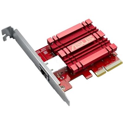 Asus XG-C100C Adaptateur réseau 10GBase-T PCIe rétrocompatible avec Les Normes 5/2,5/1G et 100 MB/s, Un Port RJ45 et QoS intégré Rouge/Argent - Publicité Asus XG-C100C Adaptateur réseau 10GBase-T PCIe rétrocompatible avec Les Normes 5/2,5/1G et 100 MB/s, Un Port RJ45 et QoS intégré Rouge/Argent - Publicité