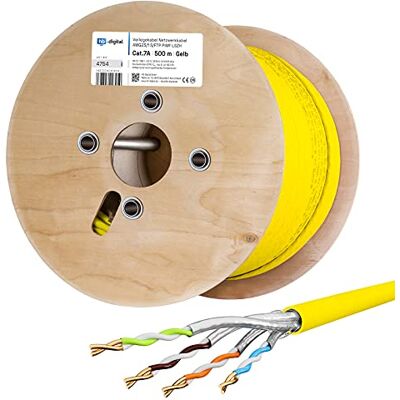 HB-DIGITAL 500m CAT 7A Câble réseau LAN Ethernet RJ45 S/FTP PiMF Internet d'installation en Cuivre solide max. 1200MHz pour Switch Prise Serveur PC LSZH Sans halogène AWG23 jaune - Publicité HB-DIGITAL 500m CAT 7A Câble réseau LAN Ethernet RJ45 S/FTP PiMF Internet d'installation en Cuivre solide max. 1200MHz pour Switch Prise Serveur PC LSZH Sans halogène AWG23 jaune - Publicité