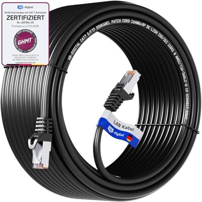 HB-DIGITAL 50m CAT 7 Câble Ethernet LAN S/FTP PiMF LSZH AWG26 Câble de Réseau avec Connecteurs RJ45 CAT 6A jusqu'à 10 Gbits/600 MHz Idéal pour Patchpanel Serveur PC Laptop Smart TV DSL Noir - Publicité HB-DIGITAL 50m CAT 7 Câble Ethernet LAN S/FTP PiMF LSZH AWG26 Câble de Réseau avec Connecteurs RJ45 CAT 6A jusqu'à 10 Gbits/600 MHz Idéal pour Patchpanel Serveur PC Laptop Smart TV DSL Noir - Publicité