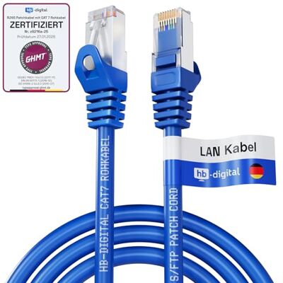 HB-DIGITAL 2 m Câble Ethernet LAN CAT 7 S/FTP PiMF LSZH AWG26 Câble Réseau avec Connecteurs RJ45 CAT 6A 10 Gbits/s 600 MHz Idéal pour Panneau de Brassage Serveurs PC Laptop Smart TV DSL Bleu - Publicité HB-DIGITAL 2 m Câble Ethernet LAN CAT 7 S/FTP PiMF LSZH AWG26 Câble Réseau avec Connecteurs RJ45 CAT 6A 10 Gbits/s 600 MHz Idéal pour Panneau de Brassage Serveurs PC Laptop Smart TV DSL Bleu - Publicité