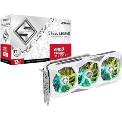 ASRock VGA RX 7700XT 12 Go GDDR6 Steel Legend - Publicité ASRock VGA RX 7700XT 12 Go GDDR6 Steel Legend - Publicité