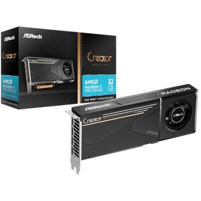 ASRock AMD Radeon AI Pro R9700 32GB Grafikkarte 32GB GDDR6, 4X DP (90-GA5XZZ-00UANF) - Publicité ASRock AMD Radeon AI Pro R9700 32GB Grafikkarte 32GB GDDR6, 4X DP (90-GA5XZZ-00UANF) - Publicité