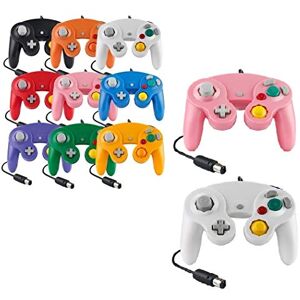 FAIRY TAIL & GLITZER FEE Manette pour Game Cube Blanc et Switch Filaire Gamepad Joypad (Blanc/Rose)