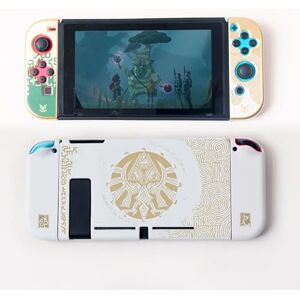 RREAKA Switch Zelda Case, Zelda Tears of The Kingdom Switch Protective Case, Portable Hard Shell Switch Accessory Case for Joy Con and Console, Dockable White Case for Nintendo Switch