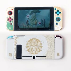 RREAKA Switch Zelda Case, Zelda Tears of The Kingdom Switch Protective Case, Portable Hard Shell Switch Accessory Case for Joy Con and Console, Dockable White Case for Nintendo Switch - Publicité
