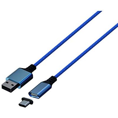 Konix Mythics Câble de charge magnétique 2 m type A à C pour manette DualSense PS5 Chargement grande vitesse Bleu - Publicité Konix Mythics Câble de charge magnétique 2 m type A à C pour manette DualSense PS5 Chargement grande vitesse Bleu - Publicité