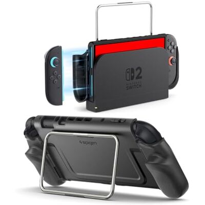 Spigen Dual Grip Pro Coque avec support à charnière intégré, Compatible avec Nintendo Switch 2 (2025) et station d’accueil – Noir - Publicité Spigen Dual Grip Pro Coque avec support à charnière intégré, Compatible avec Nintendo Switch 2 (2025) et station d’accueil – Noir - Publicité