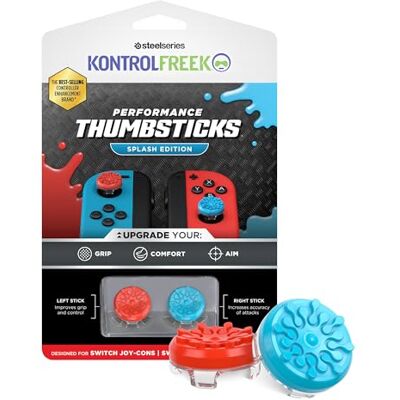 KontrolFreek Splash Performance Baguettes pour Manette Joy-Con Nintendo Switch Concave Bleu/Rouge - Publicité KontrolFreek Splash Performance Baguettes pour Manette Joy-Con Nintendo Switch Concave Bleu/Rouge - Publicité
