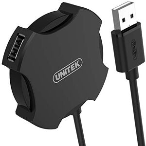 UNITEK Hub 4 Port USB 2.0 OTG, hub de données Distributeur multiport pour PC, Ordinateur Portable, Clavier, Souris, imprimante, compatibilité iOS (Mac) + Windows, 480Mbps, Plug&Play, Design OVNI Noir - Publicité