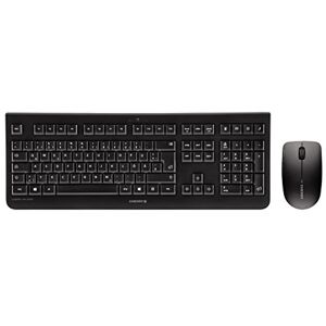 CHERRY DW 3000, ensemble clavier et souris sans fil, disposition allemande, clavier QWERTZ, alimenté par batterie, homologation GS, frappe silencieuse, noir - Publicité