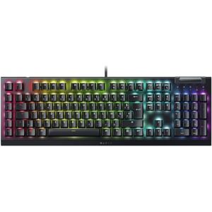 Razer BlackWidow V4 X Clavier Gaming Mécanique Chroma RGB (Switchs Mécaniques Verts, 6 Touches Macros Dédiées, Touches ABS à Double Injection) FR-Layout Noir - Publicité Razer BlackWidow V4 X Clavier Gaming Mécanique Chroma RGB (Switchs Mécaniques Verts, 6 Touches Macros Dédiées, Touches ABS à Double Injection) FR-Layout Noir - Publicité