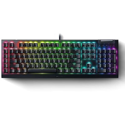 Razer BlackWidow V4 X (Switches Verts) Clavier Gaming mécanique avec Chroma RGB (6 Touches macros dédiées, Touches ABS à Double Injection) US-Layout Noir - Publicité Razer BlackWidow V4 X (Switches Verts) Clavier Gaming mécanique avec Chroma RGB (6 Touches macros dédiées, Touches ABS à Double Injection) US-Layout Noir - Publicité