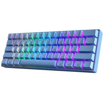 HK Gaming GK61 60 % v3 Clavier de jeu mécanique compact 61 touches multicolores RVB LED éclairées pour PC/Mac Disposition ANSI US (bleu, Gateron Optical Speed Yellow Switch) - Publicité HK Gaming GK61 60 % v3 Clavier de jeu mécanique compact 61 touches multicolores RVB LED éclairées pour PC/Mac Disposition ANSI US (bleu, Gateron Optical Speed Yellow Switch) - Publicité