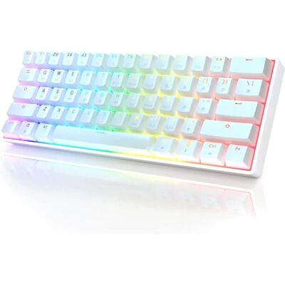 HK Gaming Clavier mécanique de jeu GK61 61 touches rétroéclairées RVB programmables Commutateurs optiques Gateron Jaune 0,2 ms, Mac et Windows Anti-ghosting NKRO, USB-C Blanc - Publicité HK Gaming Clavier mécanique de jeu GK61 61 touches rétroéclairées RVB programmables Commutateurs optiques Gateron Jaune 0,2 ms, Mac et Windows Anti-ghosting NKRO, USB-C Blanc - Publicité