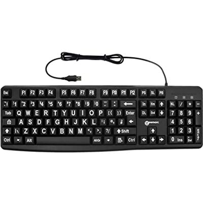 Geemarc Multimedia Big Letter Keyboard with Large White Alpha/Numeric Keys UK Version, Black - Publicité Geemarc Multimedia Big Letter Keyboard with Large White Alpha/Numeric Keys UK Version, Black - Publicité