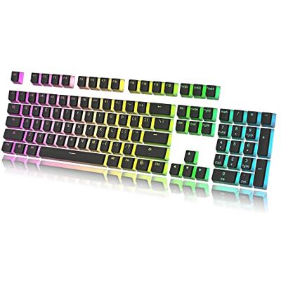 HK Gaming Jeu de Touches Pudding Touches PBT Doubleshot Complet avec 108 Touches Profil OEM ANSI US-Layout pour Clavier Mécanique Compatible avec Cherry MX, Gateron, Kailh Noir - Publicité HK Gaming Jeu de Touches Pudding Touches PBT Doubleshot Complet avec 108 Touches Profil OEM ANSI US-Layout pour Clavier Mécanique Compatible avec Cherry MX, Gateron, Kailh Noir - Publicité