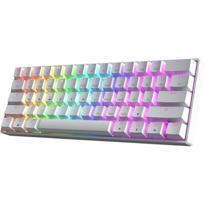 HK Gaming GK61 60 % v3 Clavier de jeu mécanique compact 61 touches multicolores RVB LED éclairées pour PC/Mac Disposition ANSI US (blanc, commutateur rouge) - Publicité HK Gaming GK61 60 % v3 Clavier de jeu mécanique compact 61 touches multicolores RVB LED éclairées pour PC/Mac Disposition ANSI US (blanc, commutateur rouge) - Publicité