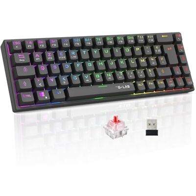 The G-Lab Keyz Titanium WL Clavier Gamer sans Fil Mécanique 65% AZERTY FR Sans Fil, Format 65%, Switch Rouge Mécanique, RGB 100% Personnalisable, Macros Programmables, Noir - Publicité The G-Lab Keyz Titanium WL Clavier Gamer sans Fil Mécanique 65% AZERTY FR Sans Fil, Format 65%, Switch Rouge Mécanique, RGB 100% Personnalisable, Macros Programmables, Noir - Publicité